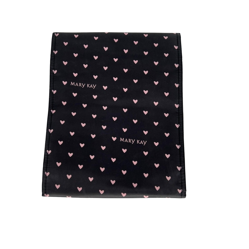 Mary Kay Black Hearts Hanging Fold Out Makeup Organizer Travel Cosmetic Bag